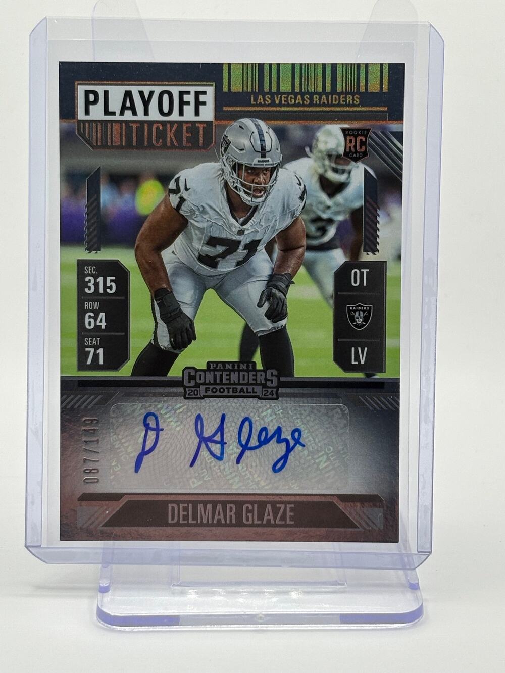 2024 Panini Contenders Delmar Glaze Rookie Playoff Ticket 87/149 SP Raiders RC